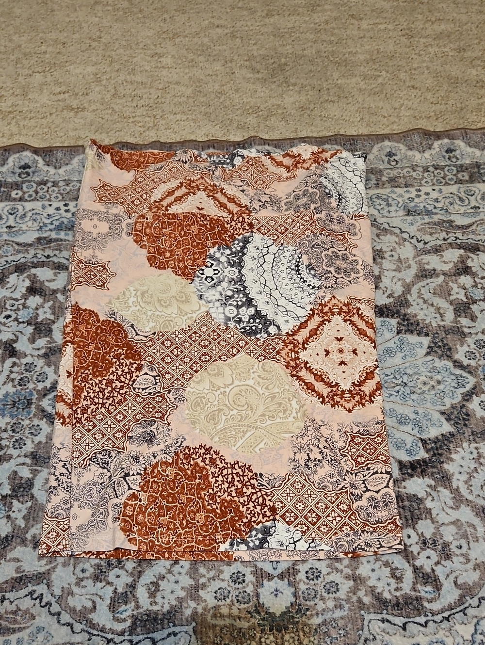 torrid Rust, Cream & Gray Patchwork A-Line Skirt